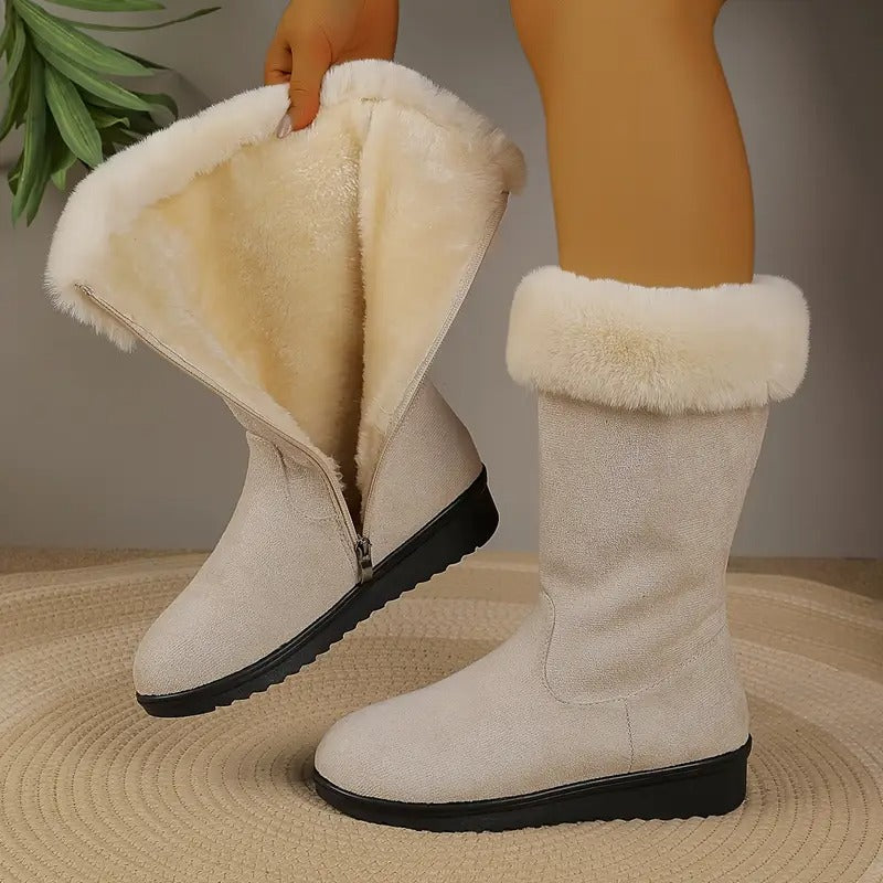Madge | Mid-Calf Winter Boots with Fur Trim for Women