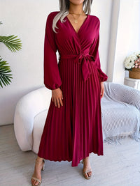 Isabel | Wrap V-Neck Pleated Maxi Dress for Women