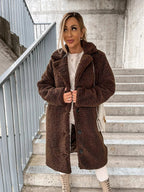 Dahlia's Belted Teddy Trench Coat with Notch Collar for Women