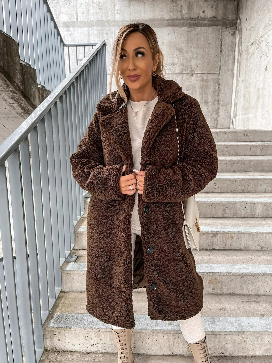 Dahlia's Belted Teddy Trench Coat with Notch Collar for Women
