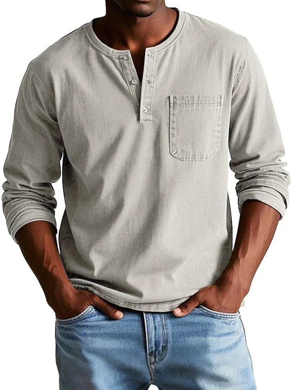 Florian | Men's Long Sleeve Henley Shirt with Button Placket