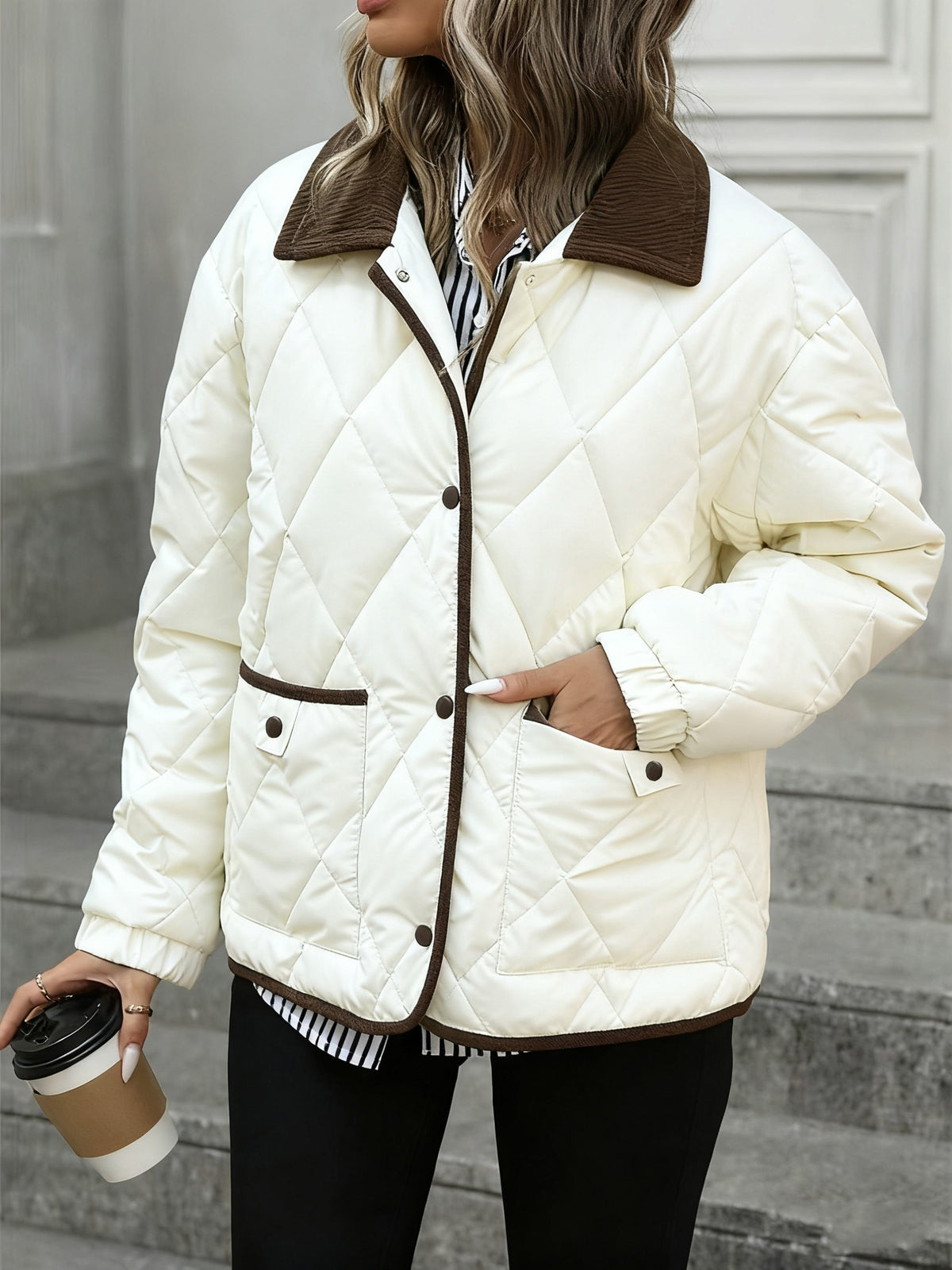 Christiane | Quilted Diamond-Stitch Puffer Jacket with Collar