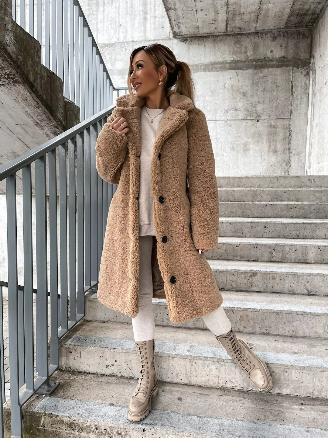 Dahlia's Belted Teddy Trench Coat with Notch Collar for Women