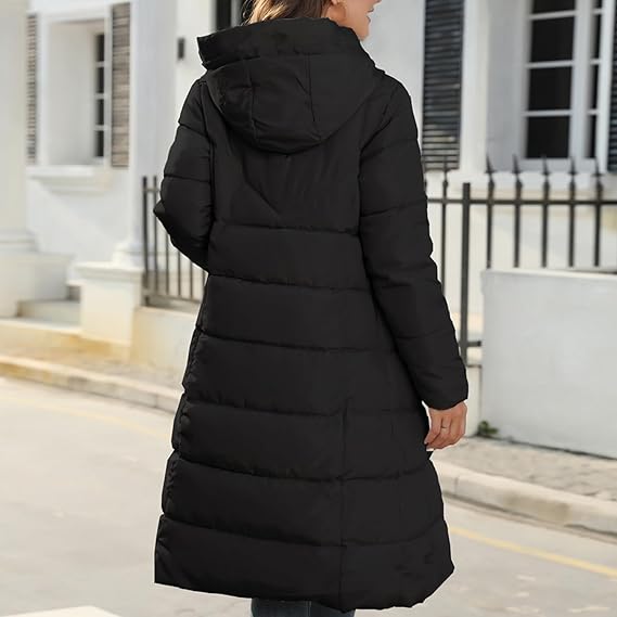 Elva | Hooded Belted Longline Puffer Jacket for Women