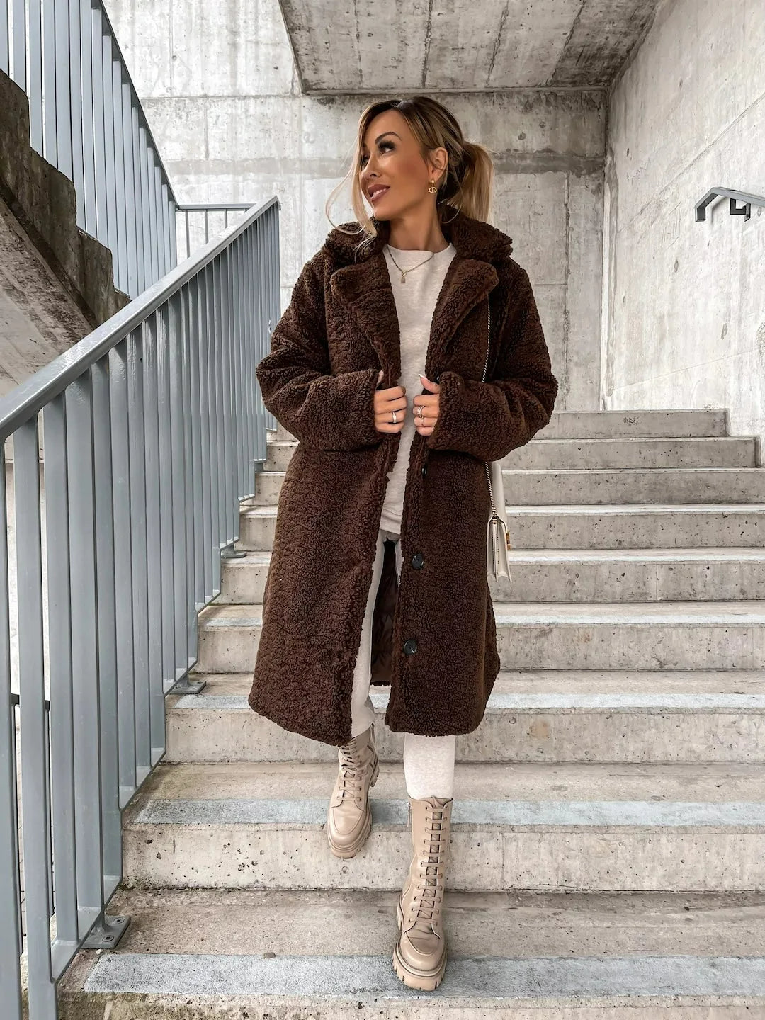 Dahlia's Belted Teddy Trench Coat with Notch Collar for Women