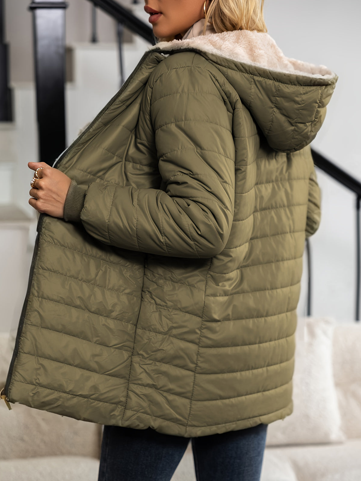 Claudia | Winterjacke Damen Wattiert mit Kapuze for Women