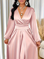 Inge | Wrap V-Neck Satin Cocktail Dress for Women