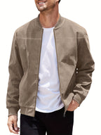 Andreas | Ribbed Stand Collar Zip-Up Bomber Jacket for Men