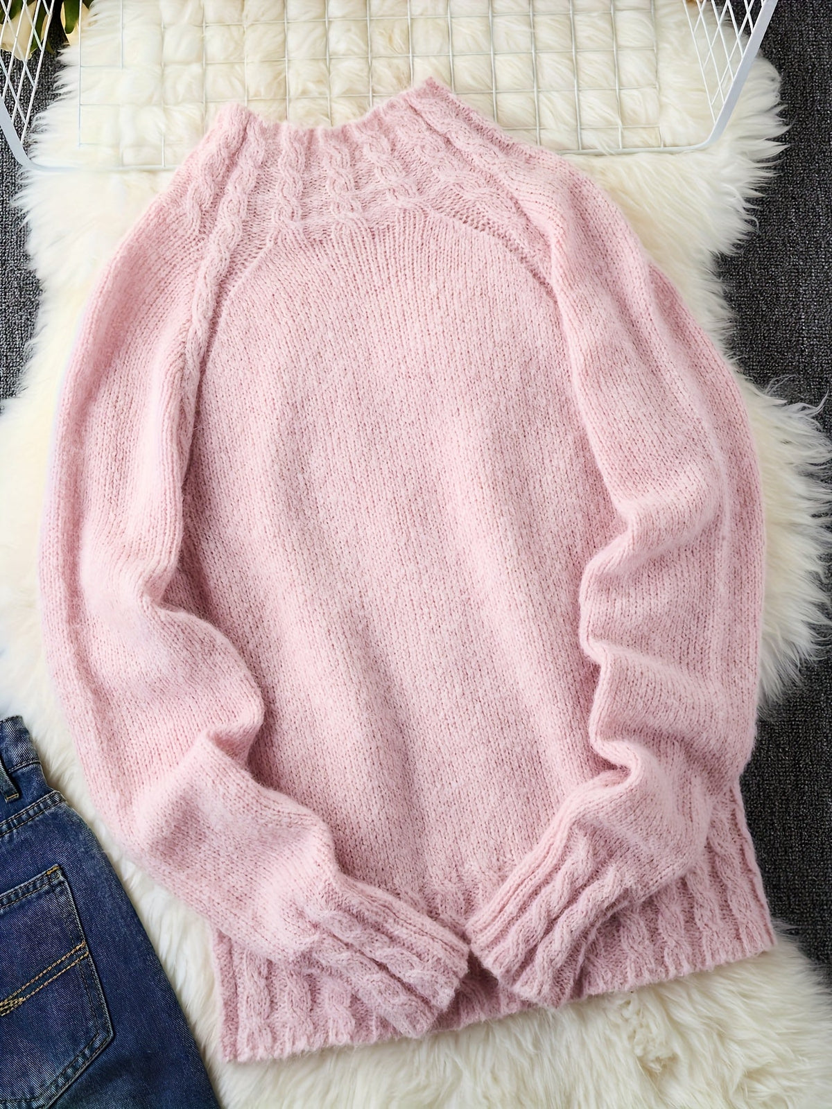 Odalys | Ribbed Turtleneck Cable Knit Sweater for Women