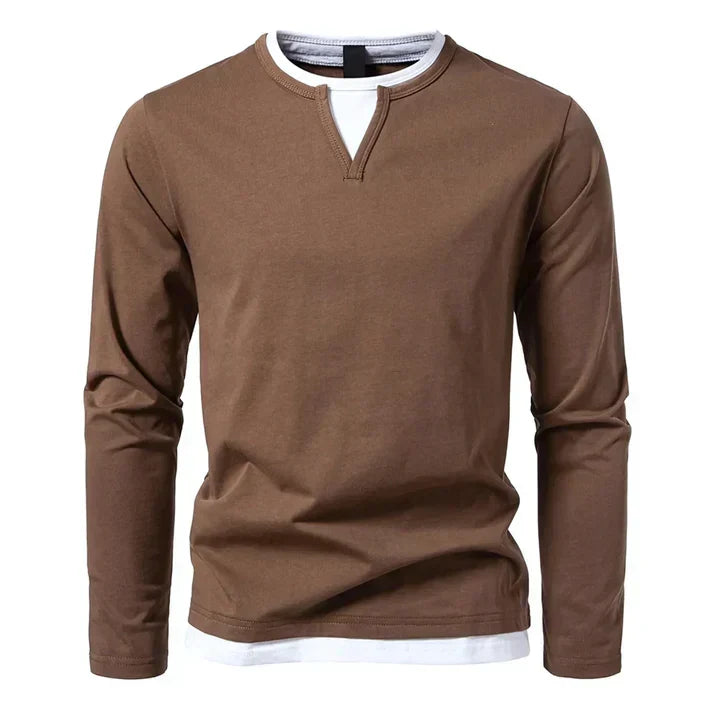 Vincent | Ribbed Crew Neck Long Sleeve Shirt for Men