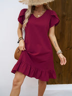 Corinne | Ruffled A-Line Homecoming Dress with V-Neck for Women
