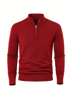 Anton | Ribbed Quarter-Zip Sweater with Stand Collar for Men
