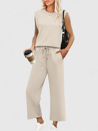 Rosalind | Round Neck Two-Piece Set with Wide Pants for Women