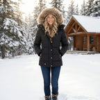 Laura | Fitted Quilted Puffer Jacket with Fur Hood for Women