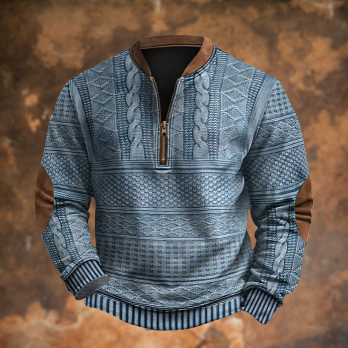 Jurre | Ribbed Half-Zip Knitted Sweater for Men