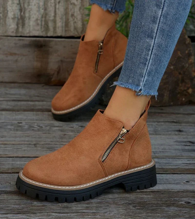 Alessia | Cushioned Wedge Ankle Boots with Side Zip for Women