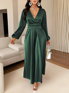 Inge | Wrap V-Neck Satin Cocktail Dress for Women