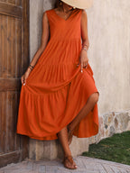 Nora | Tiered A-Line Maxi Dress with V-Neck for Women