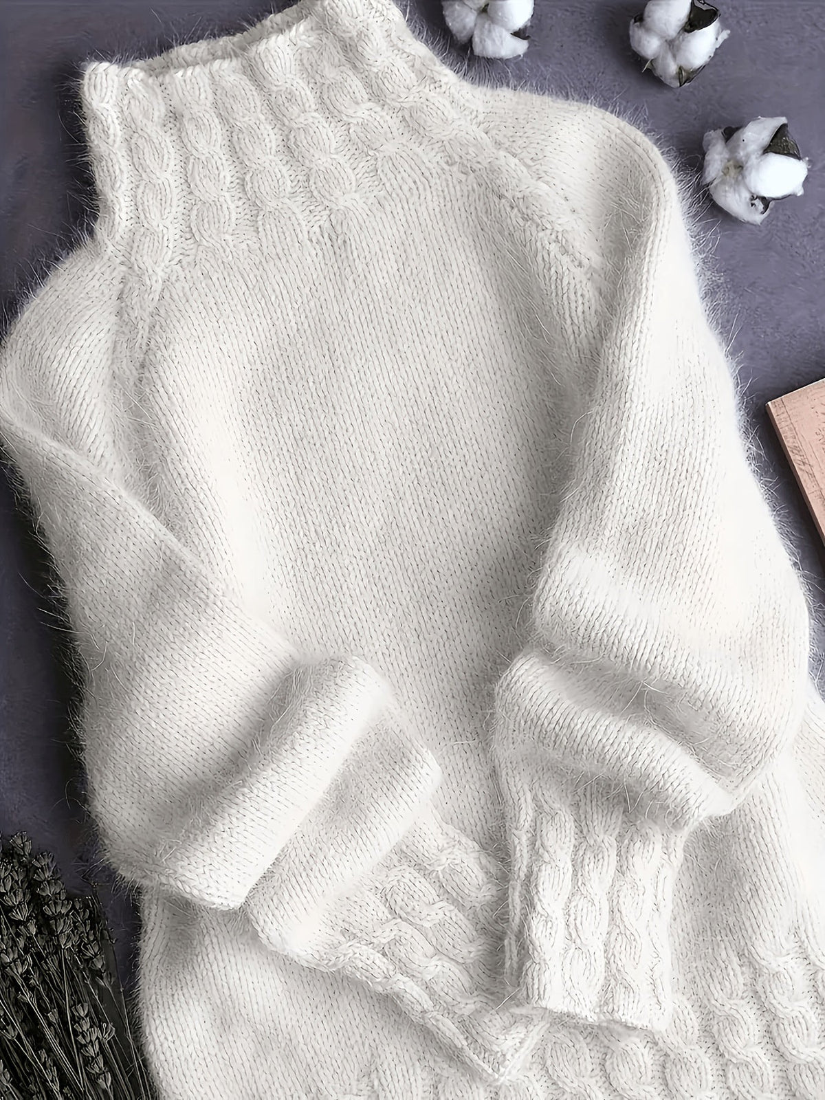 Odalys | Ribbed Turtleneck Cable Knit Sweater for Women