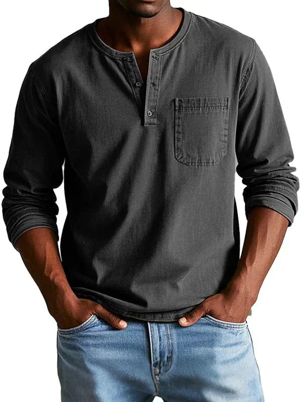 Florian | Men's Long Sleeve Henley Shirt with Button Placket