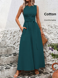 Mathilde | Belted Wrap A-Line Sleeveless Maxi Dress for Women