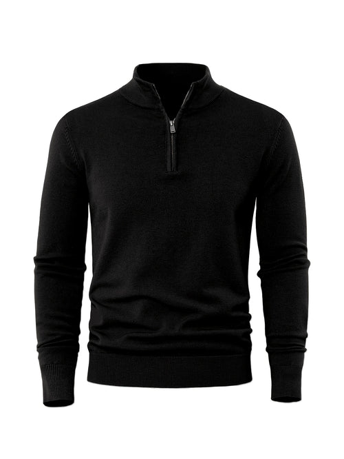 Anton | Ribbed Quarter-Zip Sweater with Stand Collar for Men
