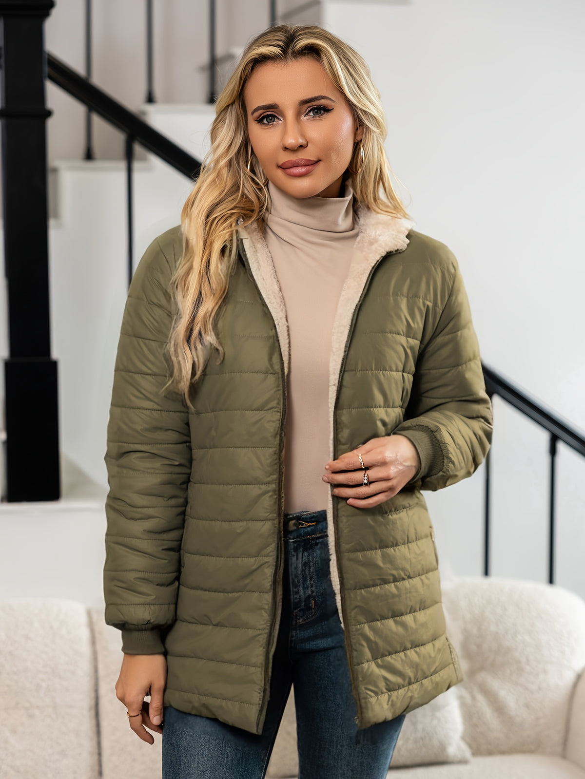 Claudia | Winterjacke Damen Wattiert mit Kapuze for Women