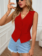 Jette | Cardigan Sleeveless Button-Front Vest for Women