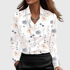 Alma Draped Collar Long Sleeve Blouse for Women