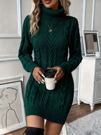 Hazelyn | Turtleneck Cable Knit Sweater Dress for Women