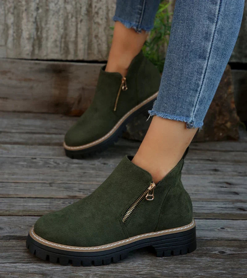 Alessia | Cushioned Wedge Ankle Boots with Side Zip for Women
