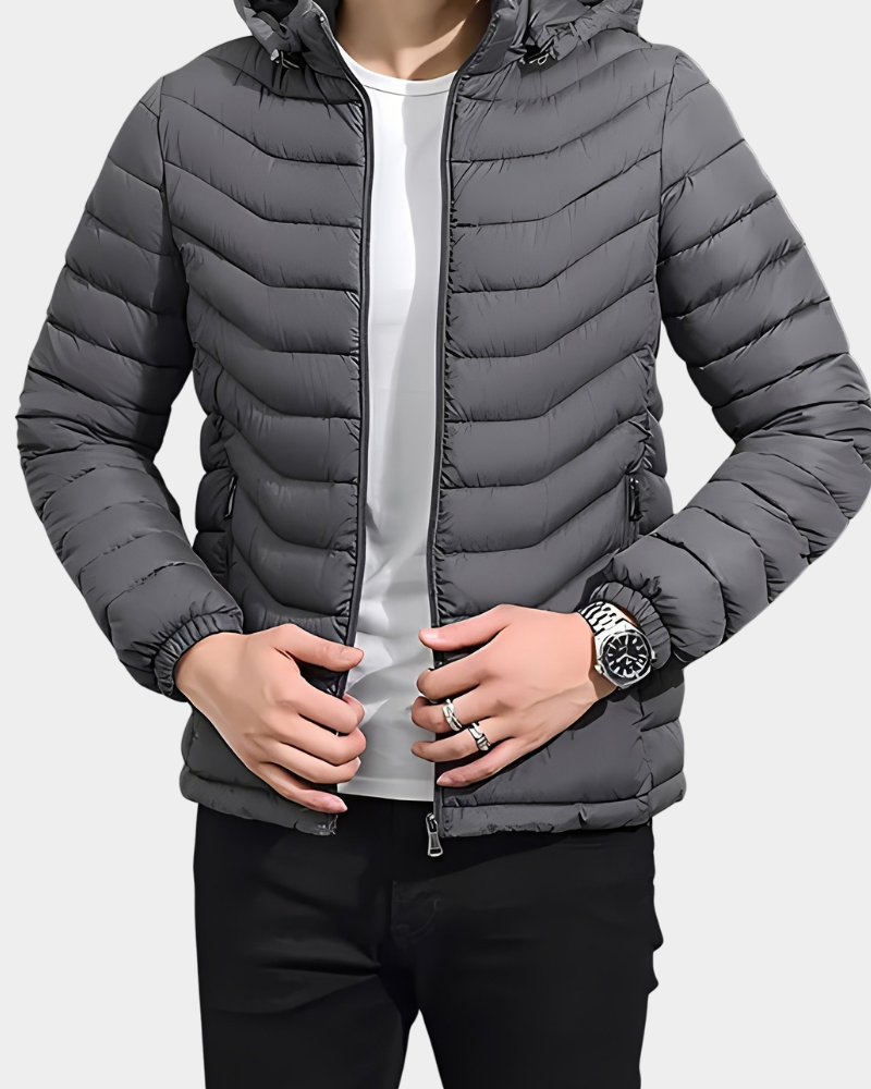 Garrett | Quilted Puffer Jacket with Detachable Hood for Men