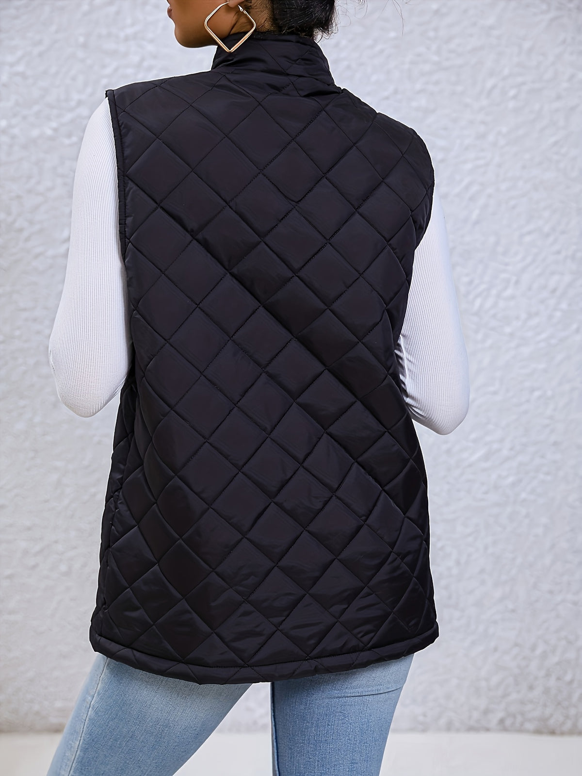 Sigrid Quilted Zip-Up Vest with Stand Collar for Women