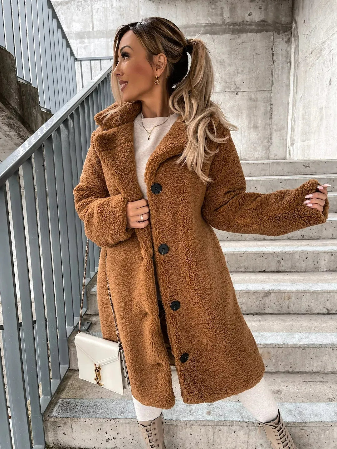 Dahlia's Belted Teddy Trench Coat with Notch Collar for Women