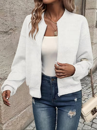 Leonie | Textured Ribbed Zip-Front Bomber Jacket for Women