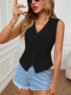 Jette | Cardigan Sleeveless Button-Front Vest for Women