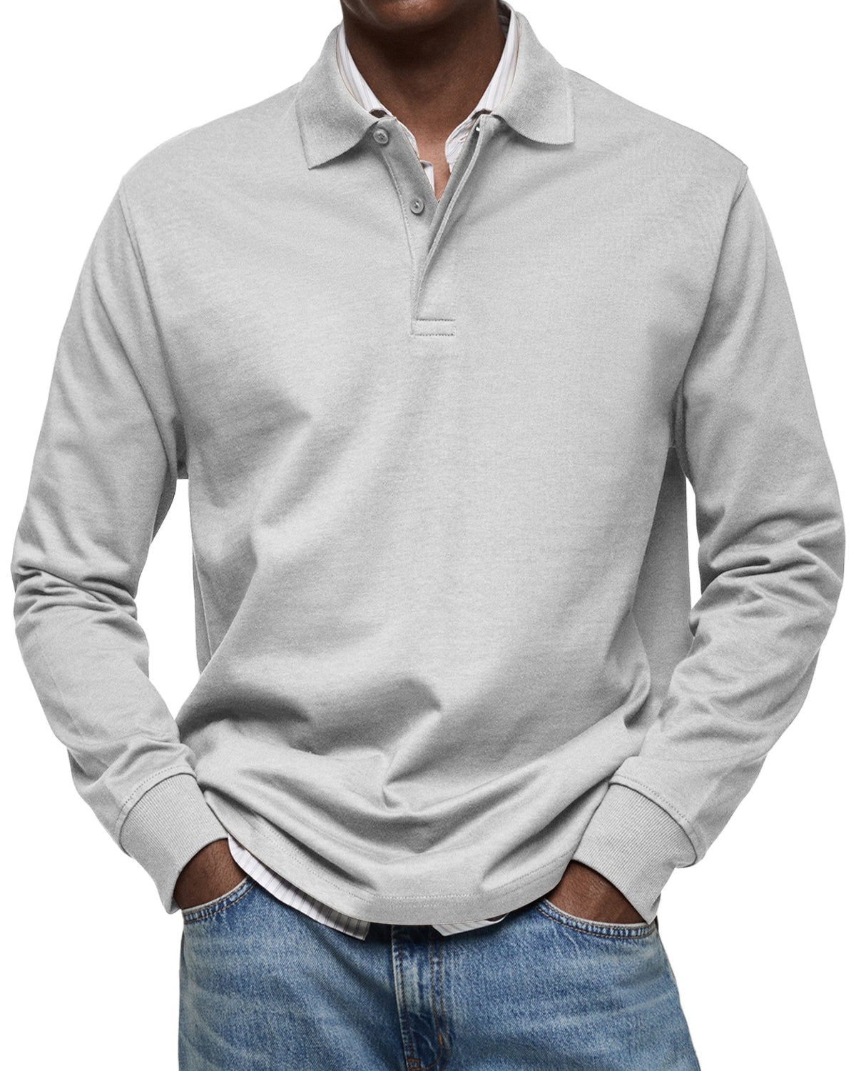 Finn | Long Sleeve Button-Front Collared Polo for Men