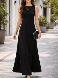 Talissar | Sleeveless A-Line Maxi Dress with Boat Neck for Women