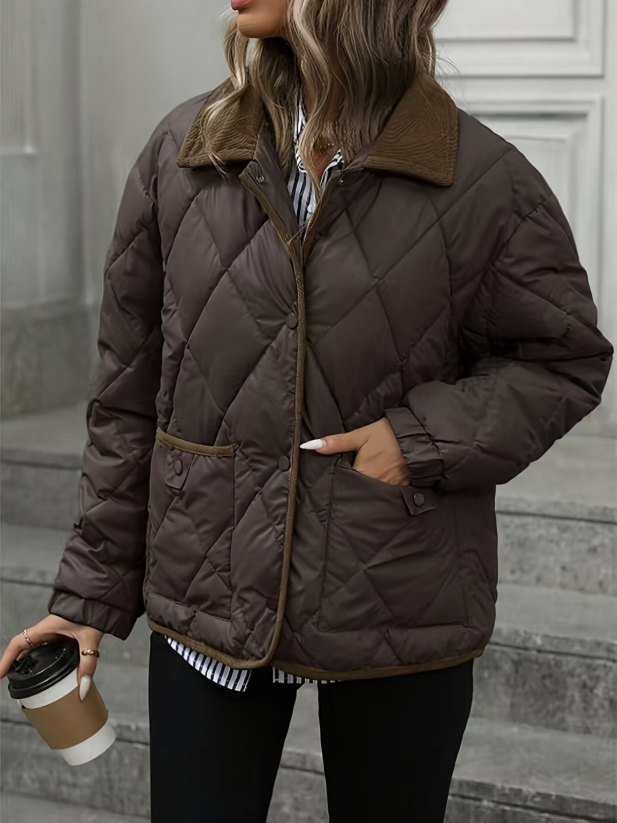 Christiane | Quilted Diamond-Stitch Puffer Jacket with Collar