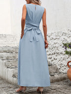 Mathilde | Belted Wrap A-Line Sleeveless Maxi Dress for Women