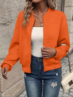 Leonie | Textured Ribbed Zip-Front Bomber Jacket for Women