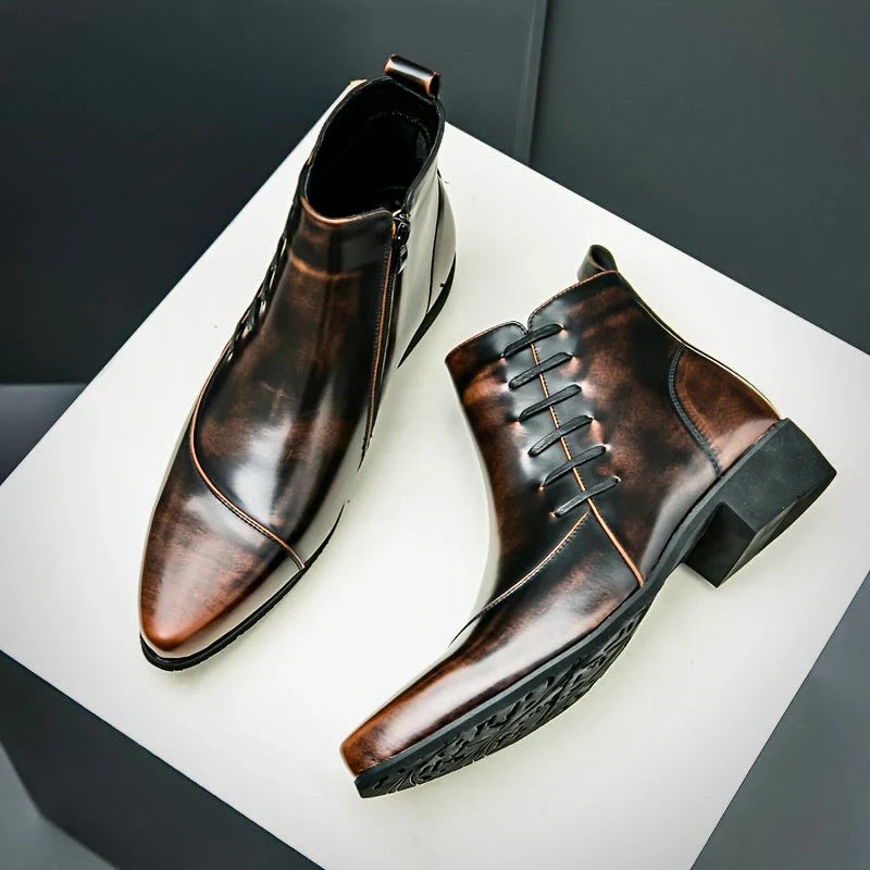 Sigurd | Brogue Winter Boot with Block Heel for Men