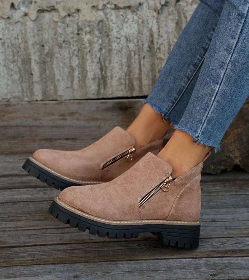 Alessia | Cushioned Wedge Ankle Boots with Side Zip for Women