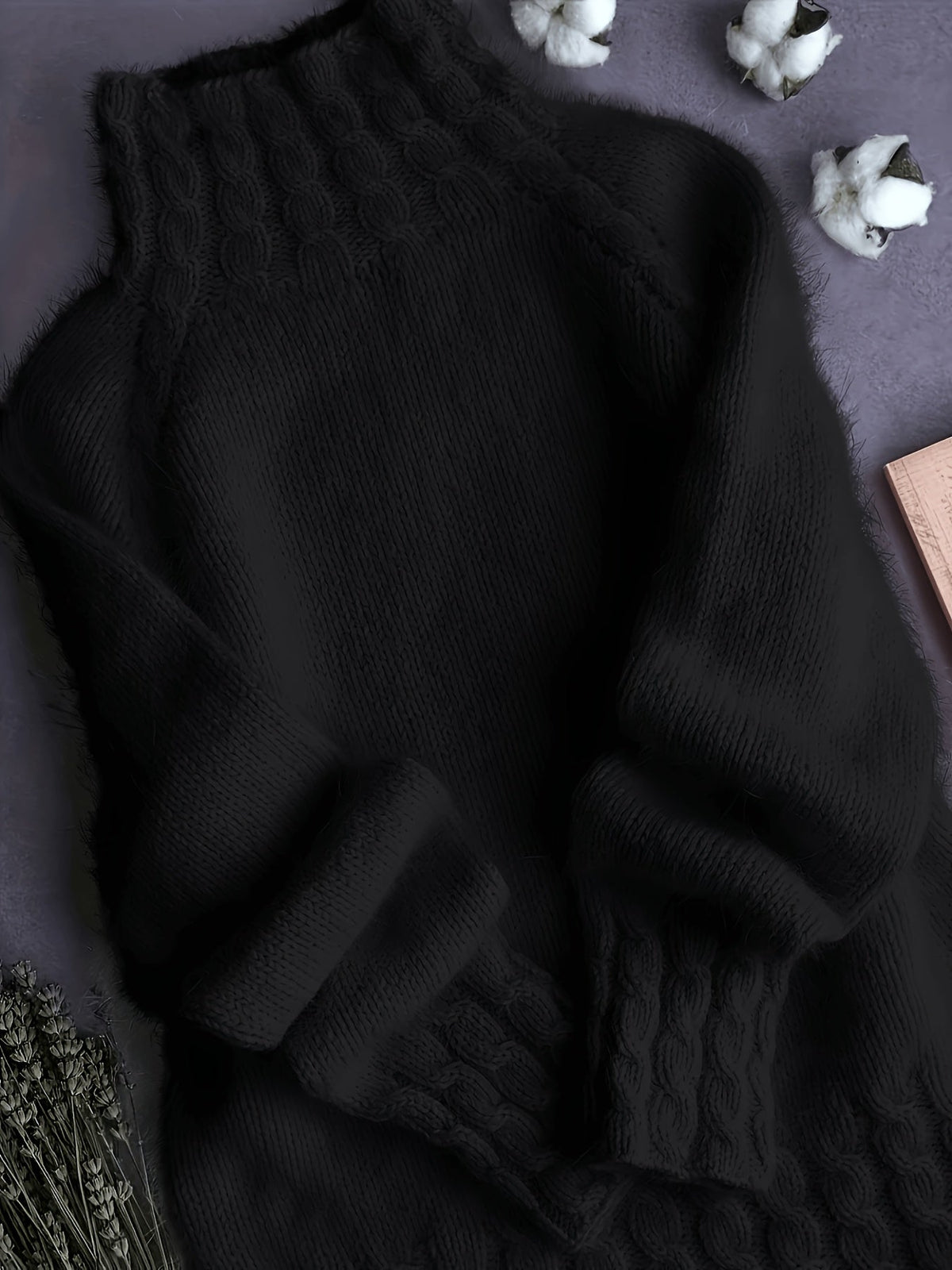 Odalys | Ribbed Turtleneck Cable Knit Sweater for Women