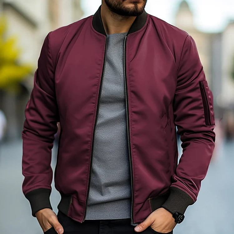Arnold | Ribbed Collar Bomber Jacket for Men