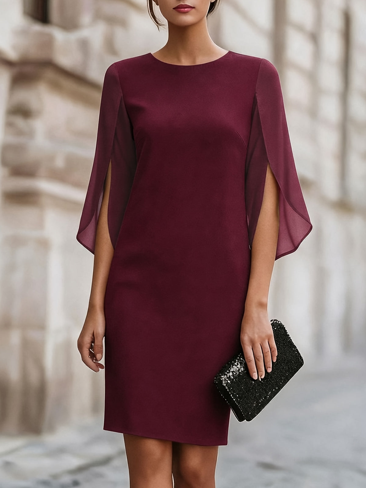 Cordelia | A-Line Homecoming Dress with Split Bell Sleeves for Women