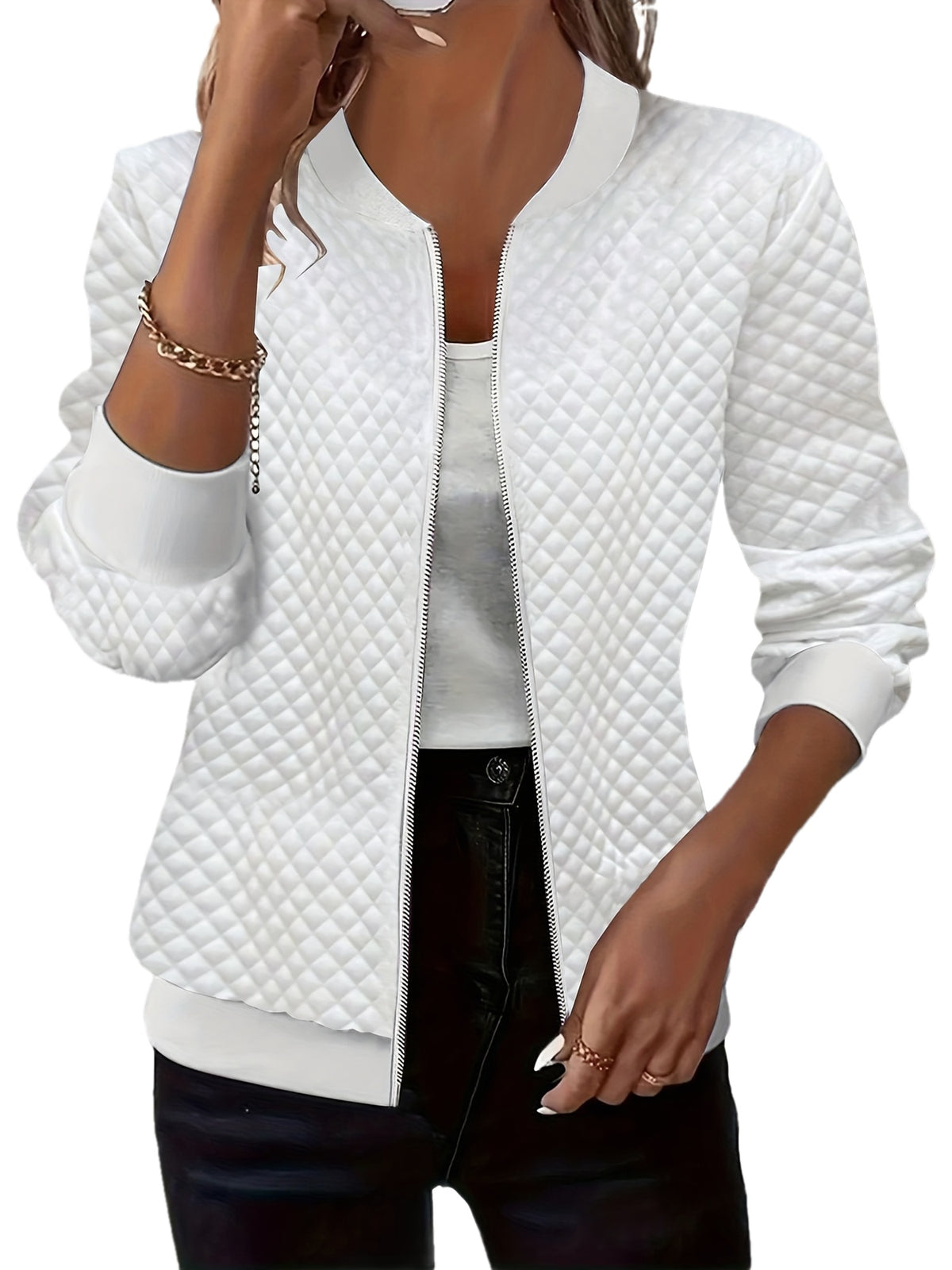 Charlotta | Quilted Bomber Jacket with Baseball Collar for Women