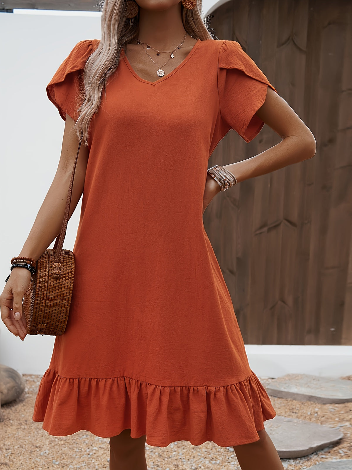 Corinne | Ruffled A-Line Homecoming Dress with V-Neck for Women