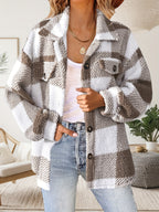 Anja | Plaid Teddy Shacket with Button-Front for Women