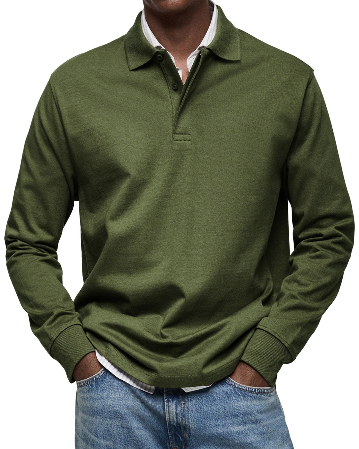 Finn | Long Sleeve Button-Front Collared Polo for Men